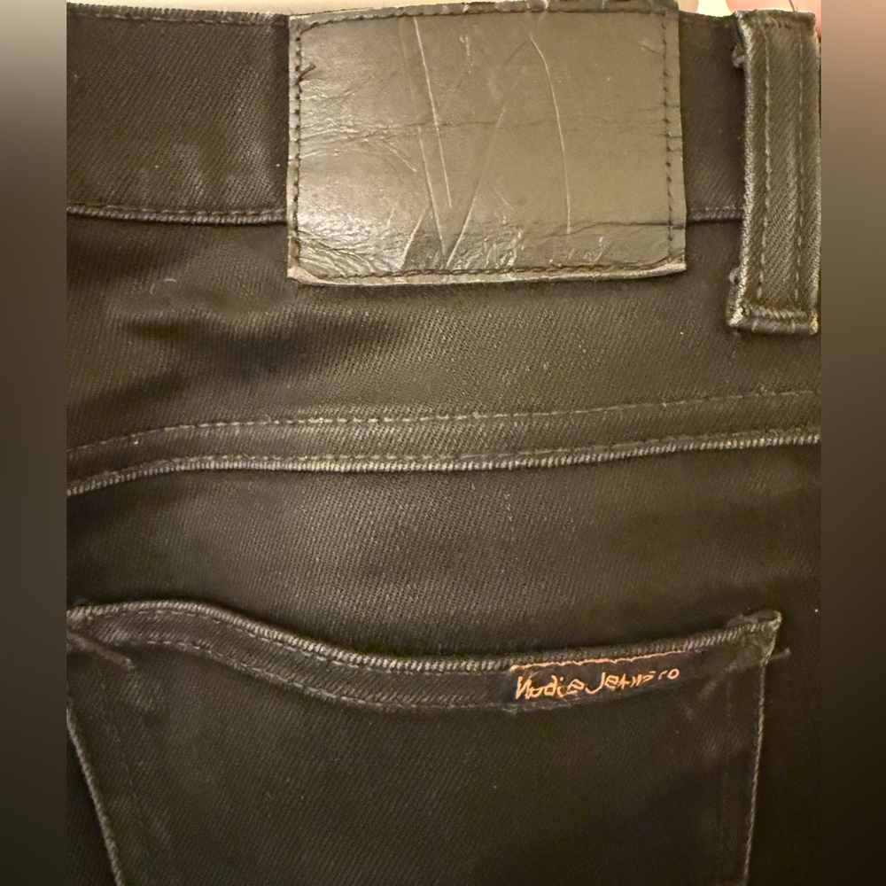 Nudie Lean Dean Dry Cold Black Turkish Stretch Denim 33/34 - Picture 3 of 5